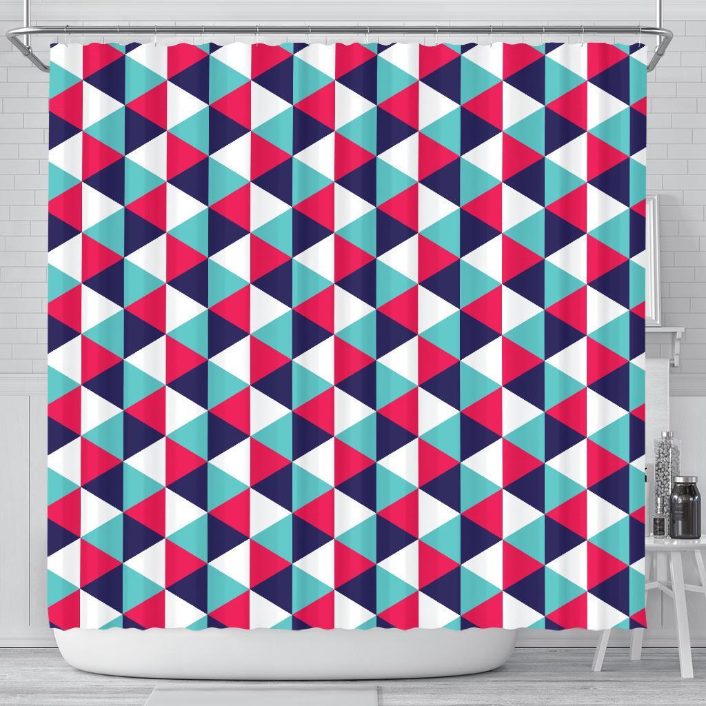 Triangle Pattern Print Bathroom Shower Curtain-grizzshop