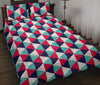 Triangle Pattern Print Bed Set Quilt-grizzshop