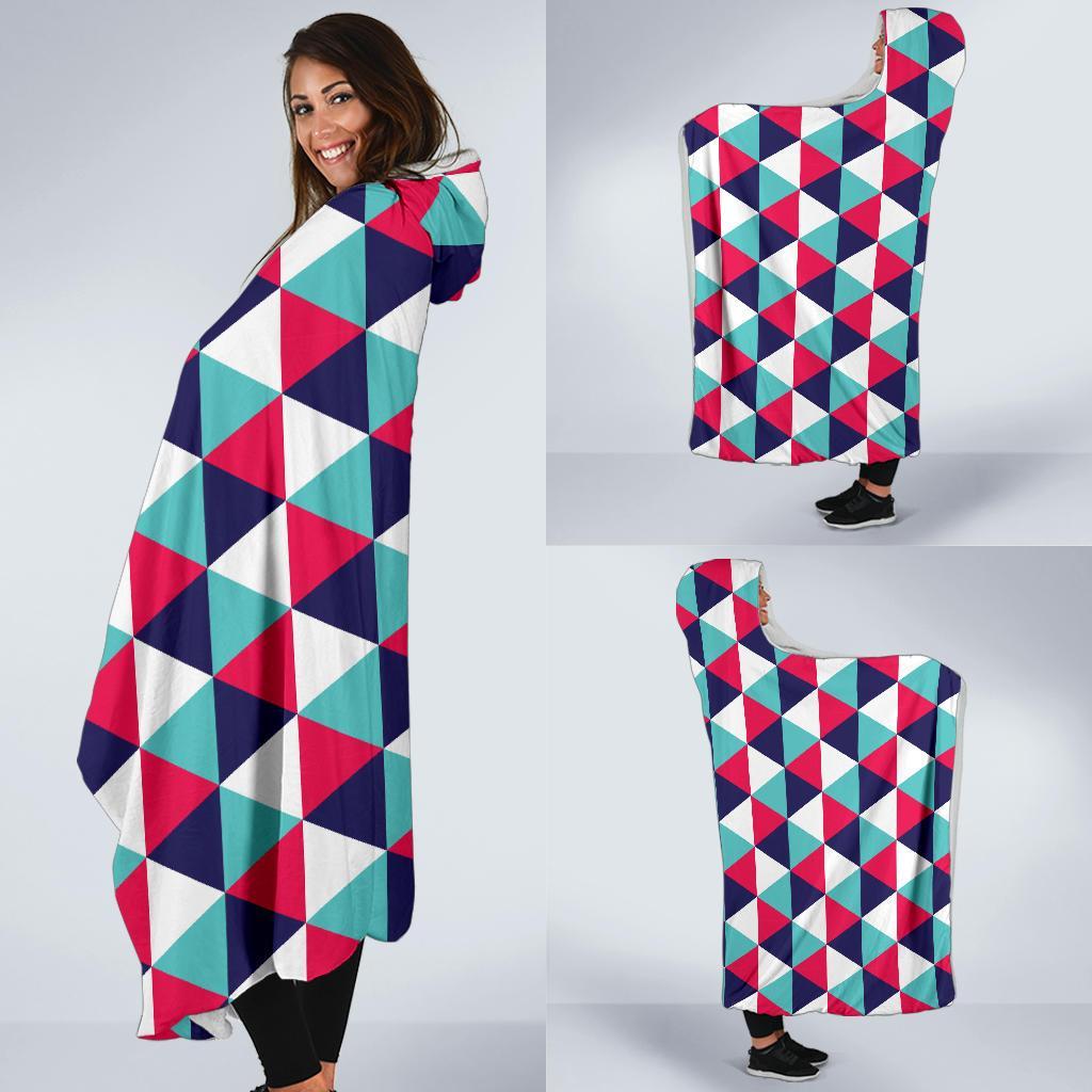 Triangle Pattern Print Hooded Blanket-grizzshop