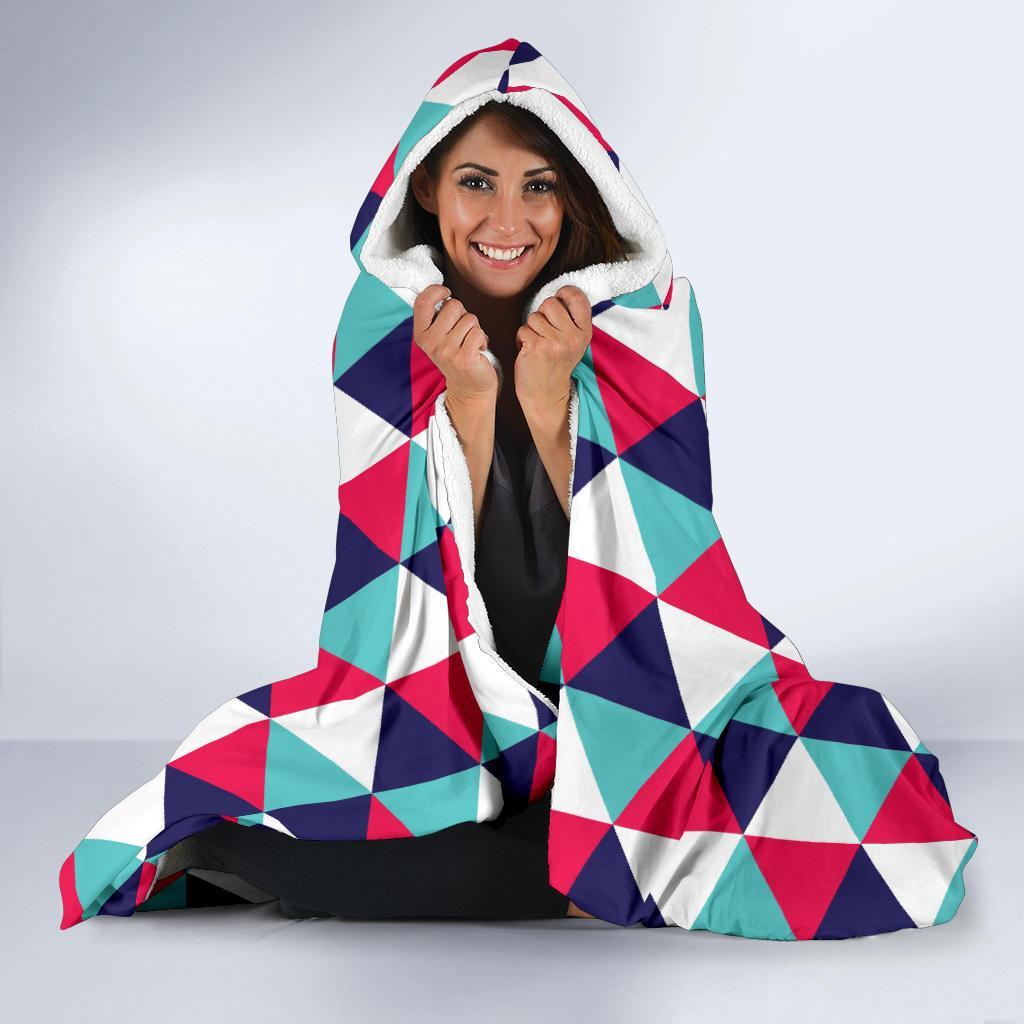 Triangle Pattern Print Hooded Blanket-grizzshop