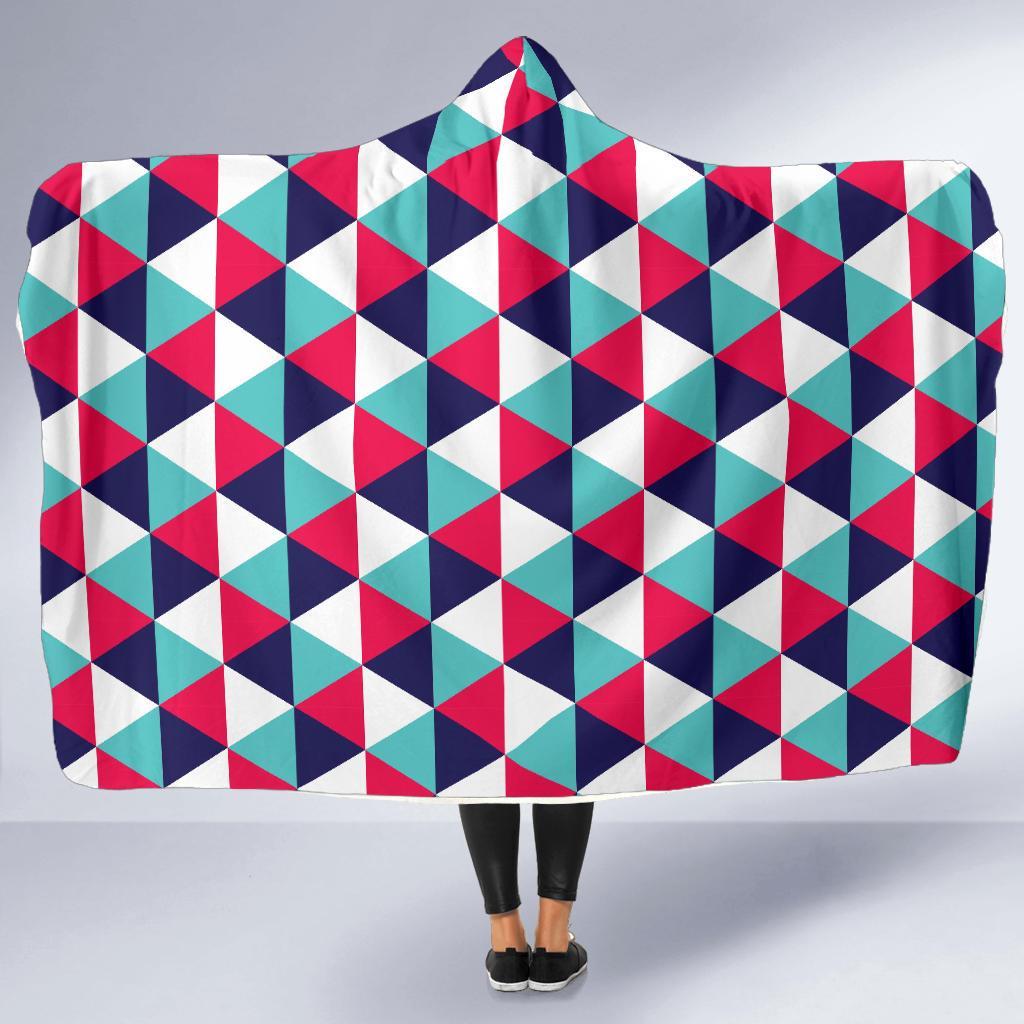 Triangle Pattern Print Hooded Blanket-grizzshop