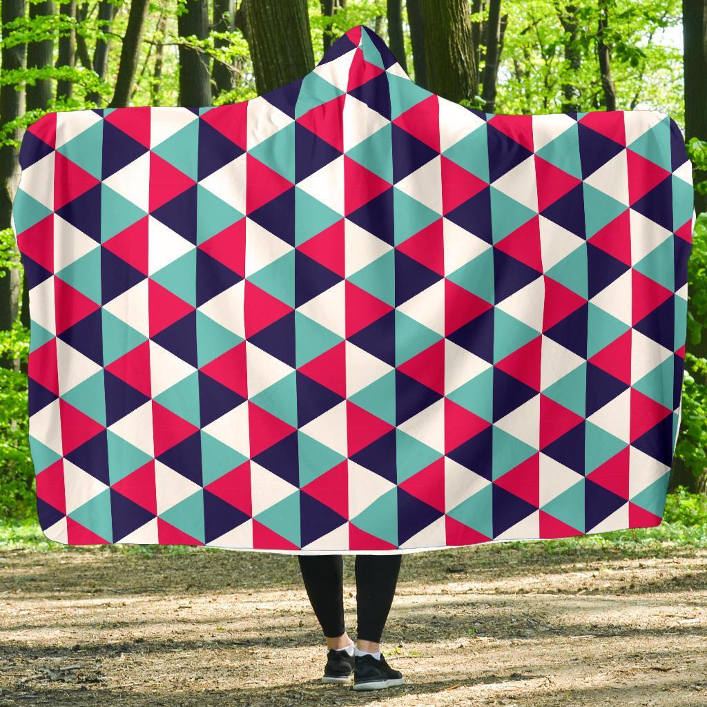 Triangle Pattern Print Hooded Blanket-grizzshop