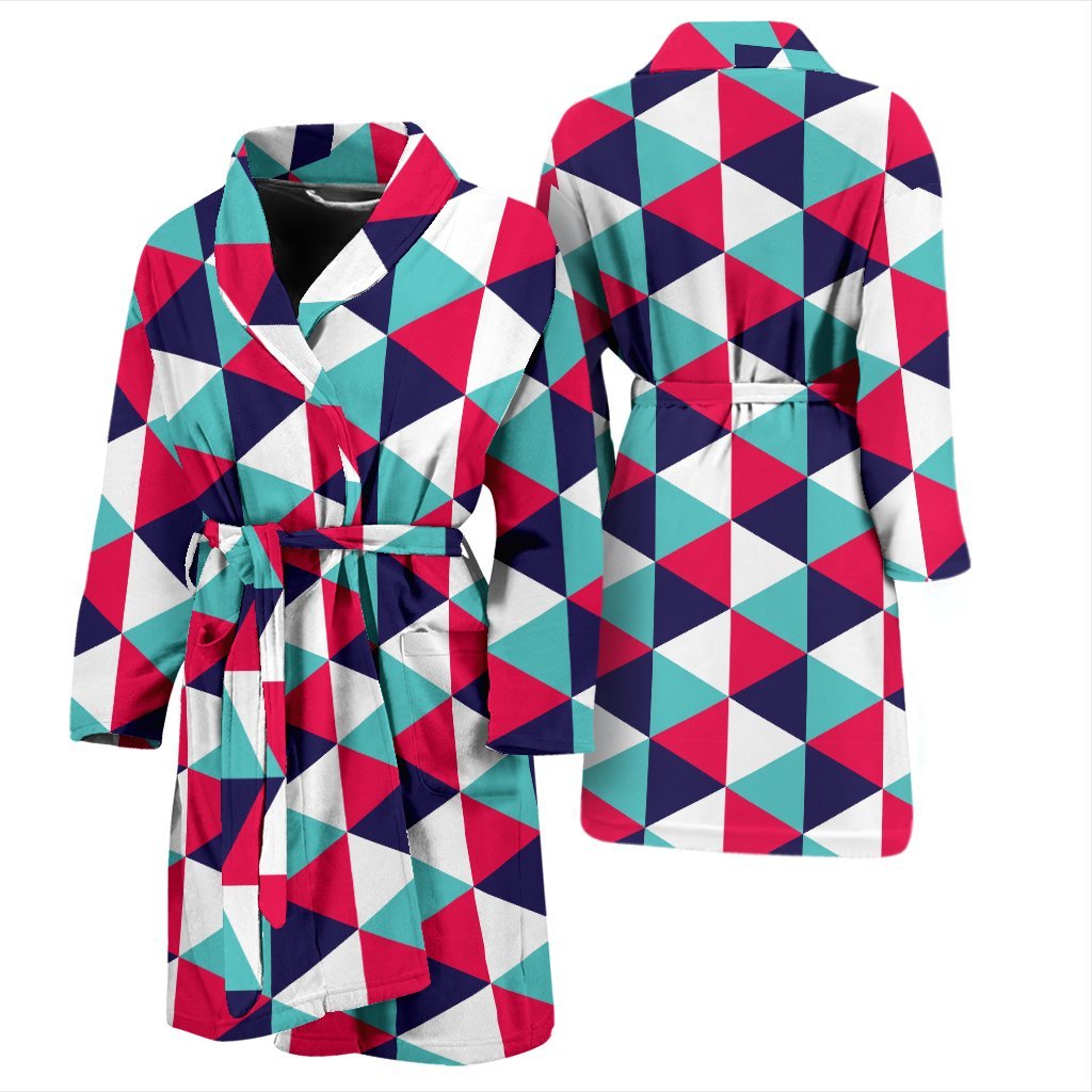 Triangle Pattern Print Men Long Robe-grizzshop