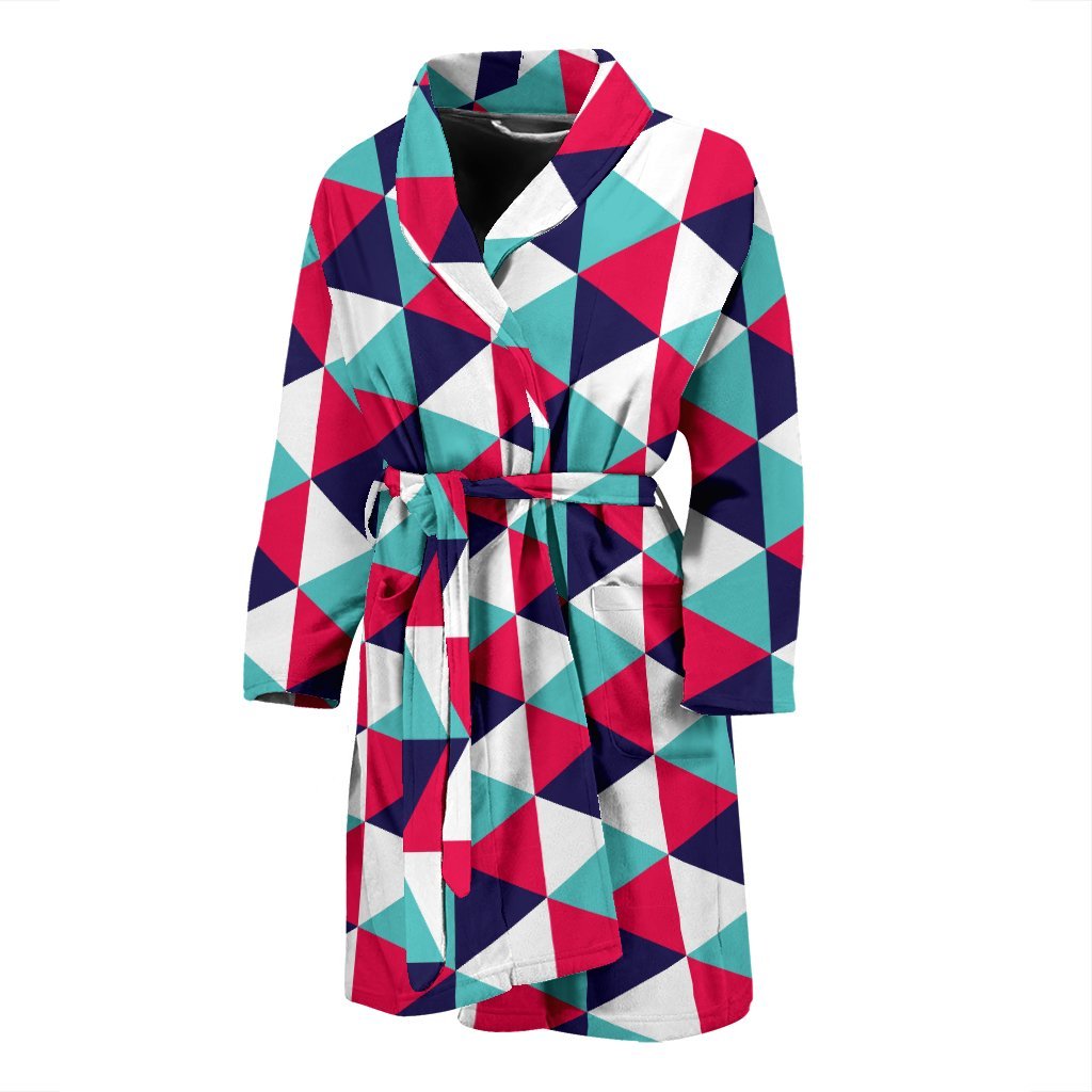 Triangle Pattern Print Men Long Robe-grizzshop