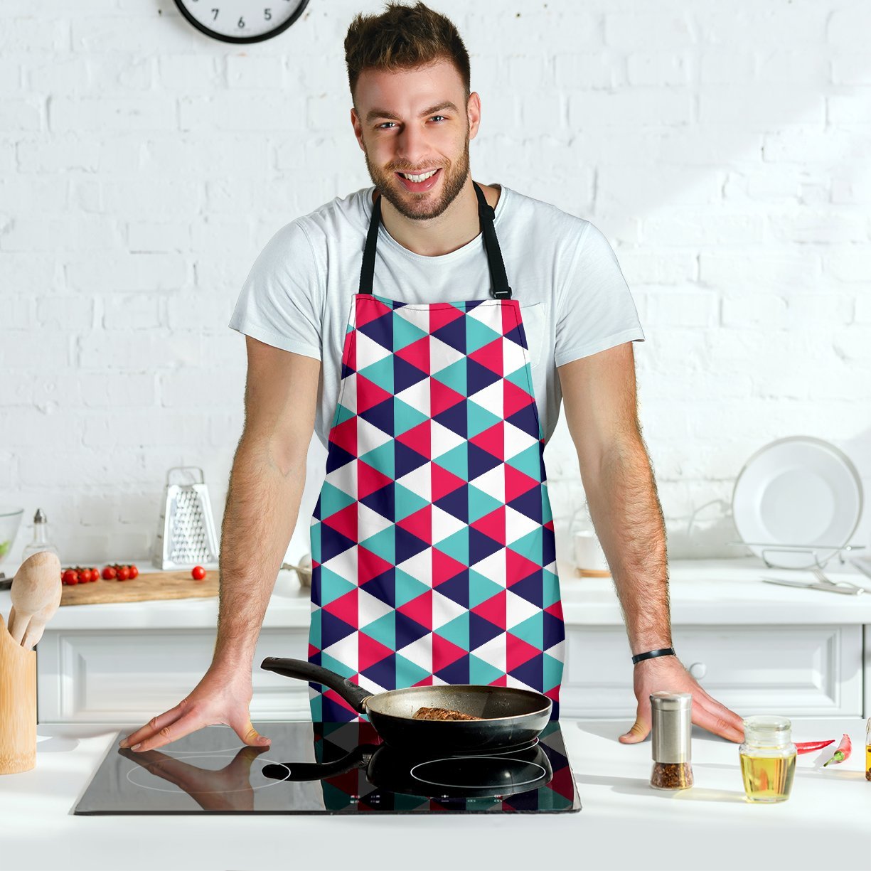 Triangle Pattern Print Men's Apron-grizzshop