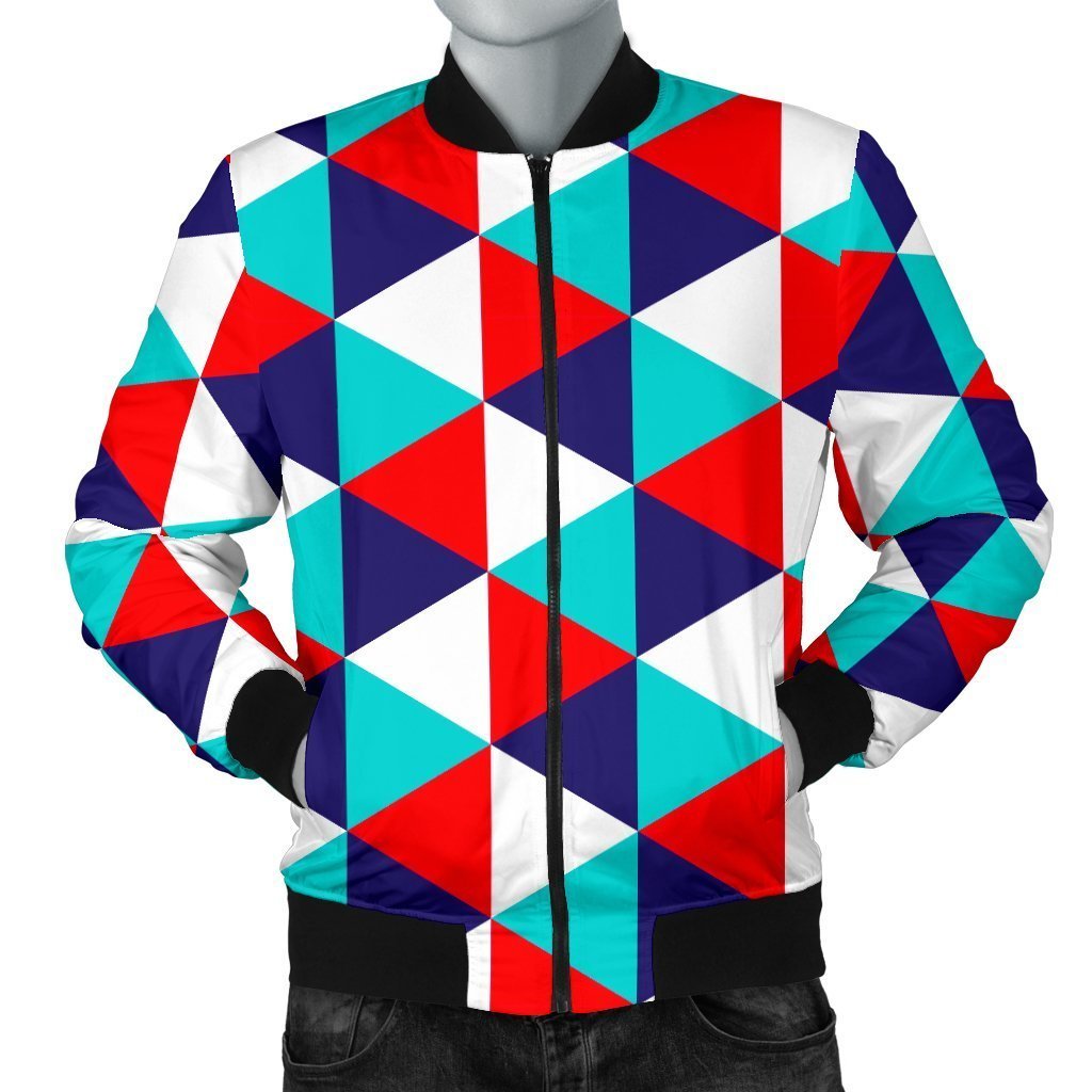 Triangle Pattern Print Men's Bomber Jacket-grizzshop