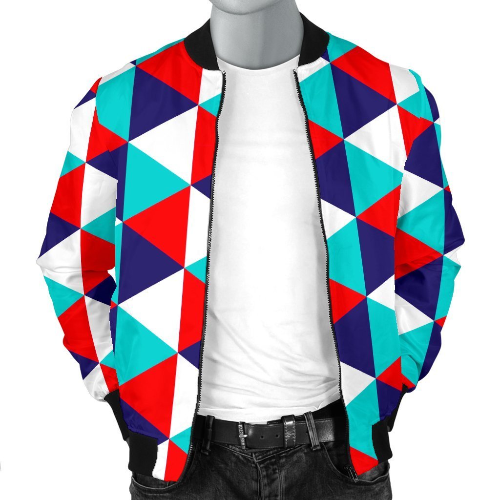 Triangle Pattern Print Men's Bomber Jacket-grizzshop