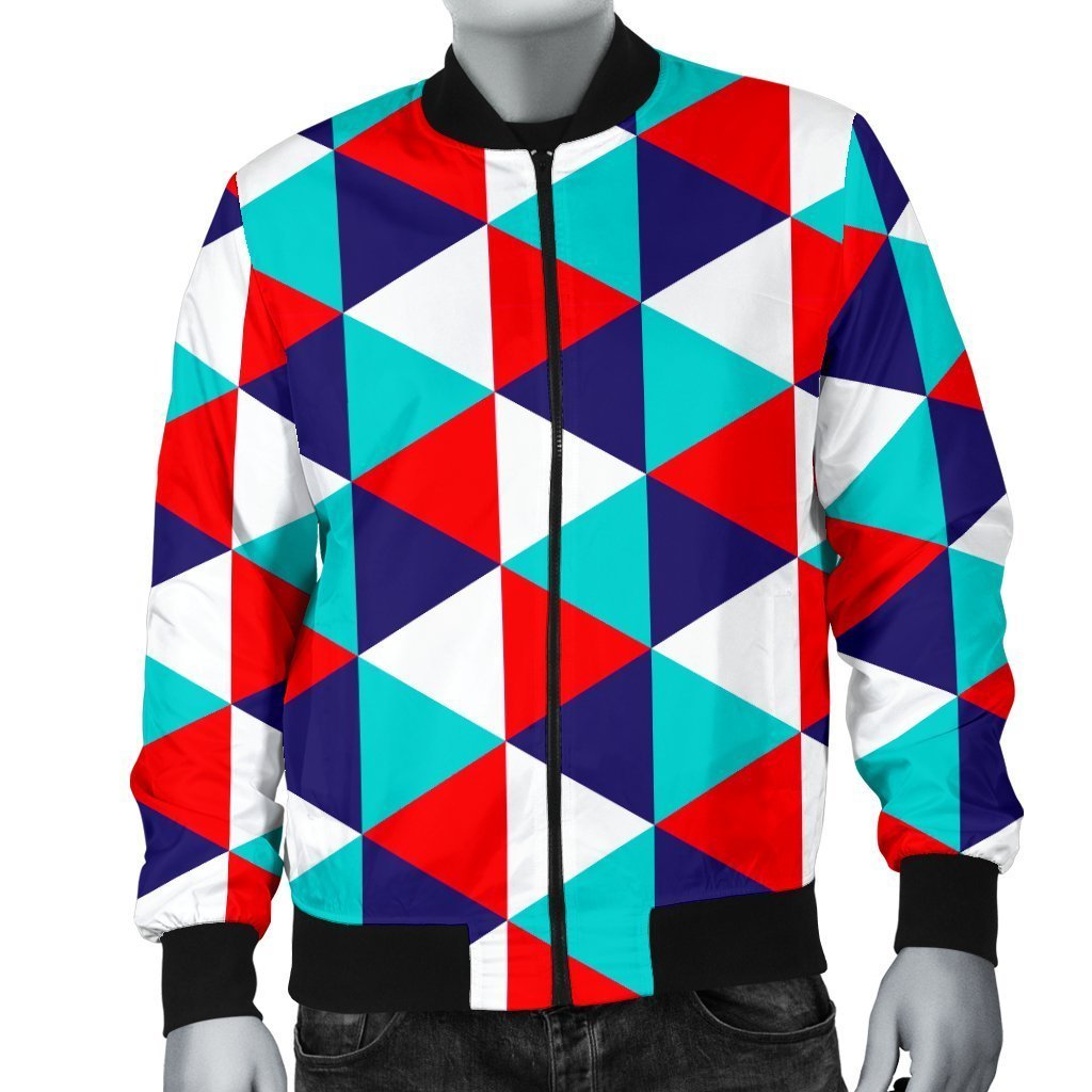 Triangle Pattern Print Men's Bomber Jacket-grizzshop