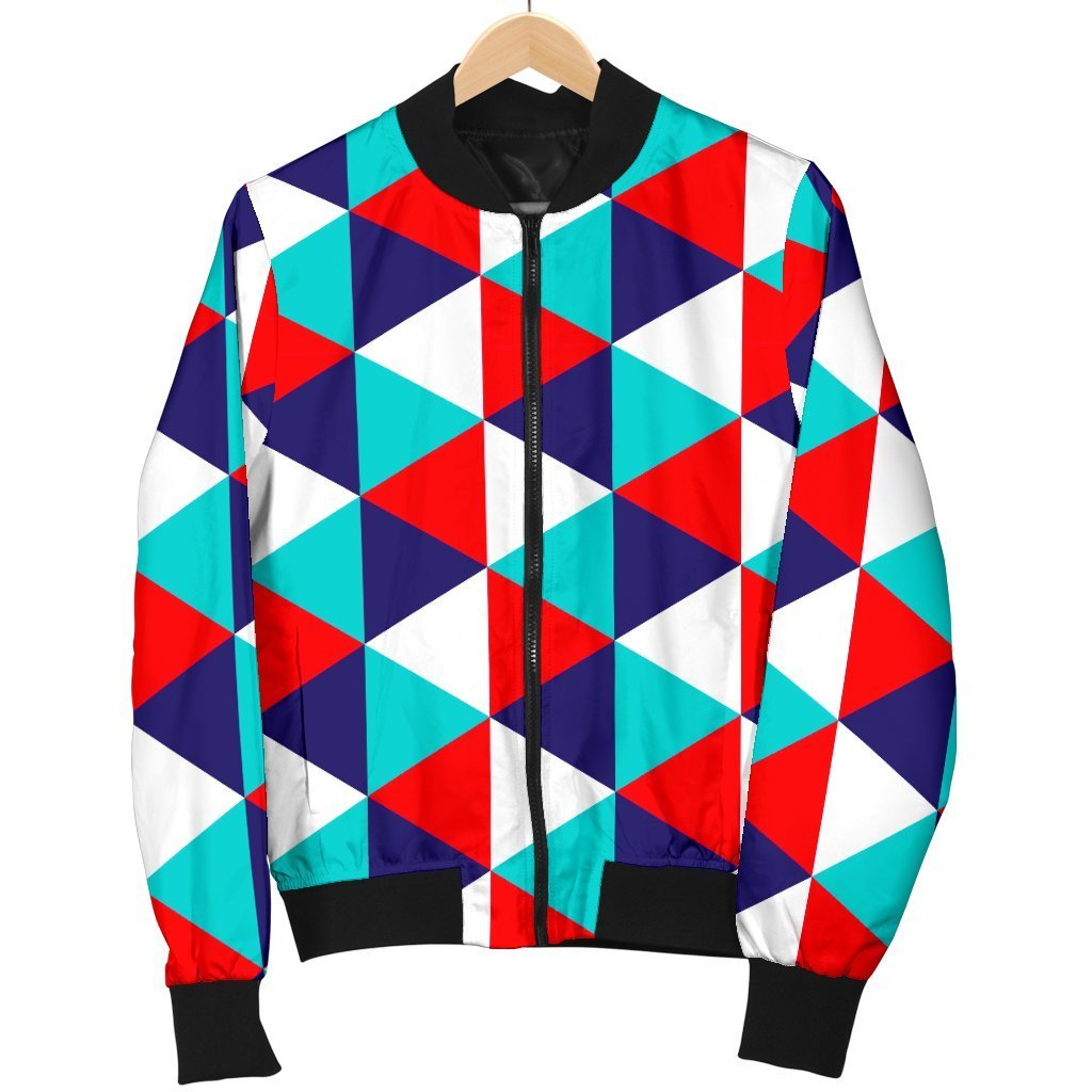 Triangle Pattern Print Men's Bomber Jacket-grizzshop