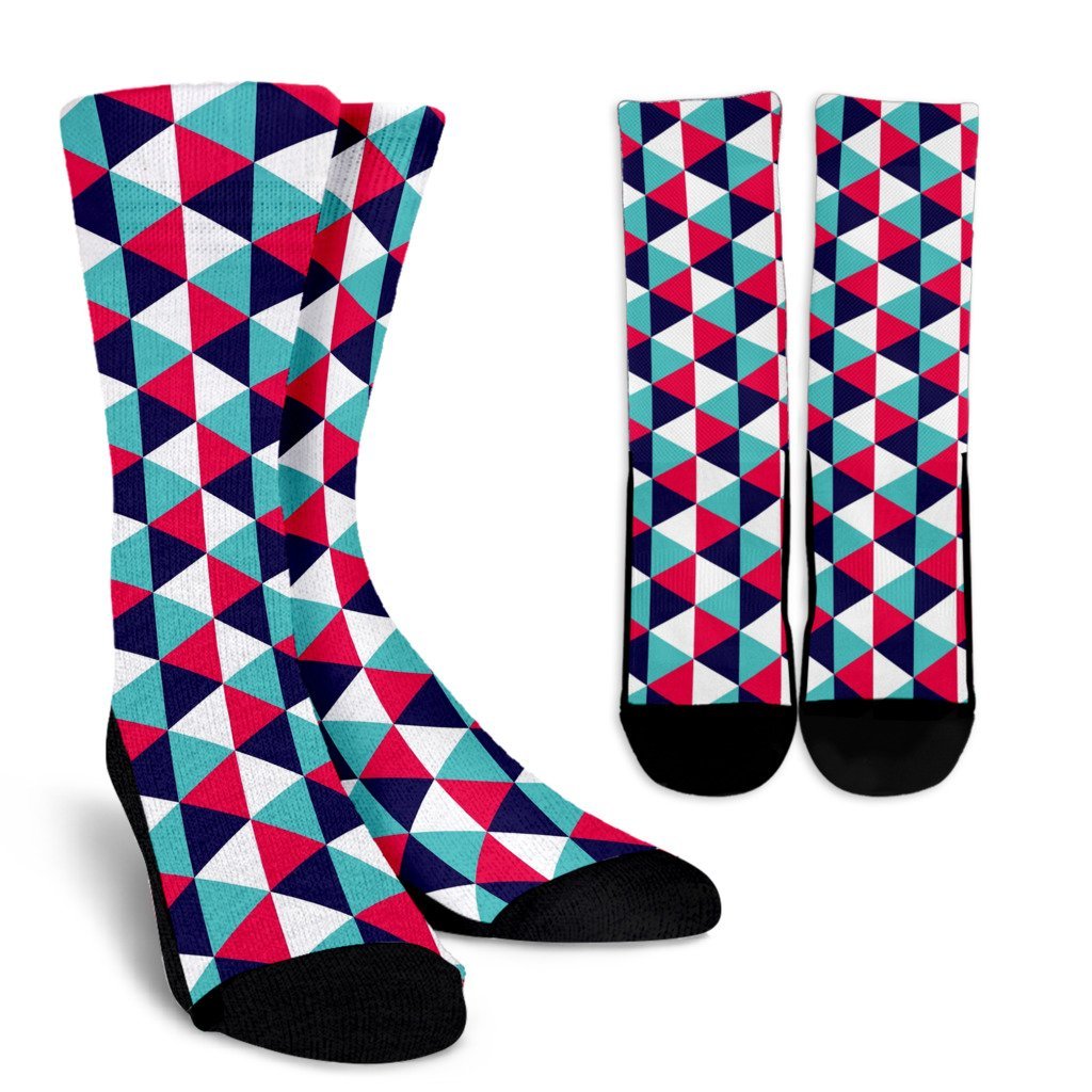 Triangle Pattern Print Unisex Crew Socks-grizzshop