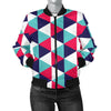 Triangle Pattern Print Women Casual Bomber Jacket-grizzshop