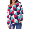 Triangle Pattern Print Women Off Shoulder Sweatshirt-grizzshop