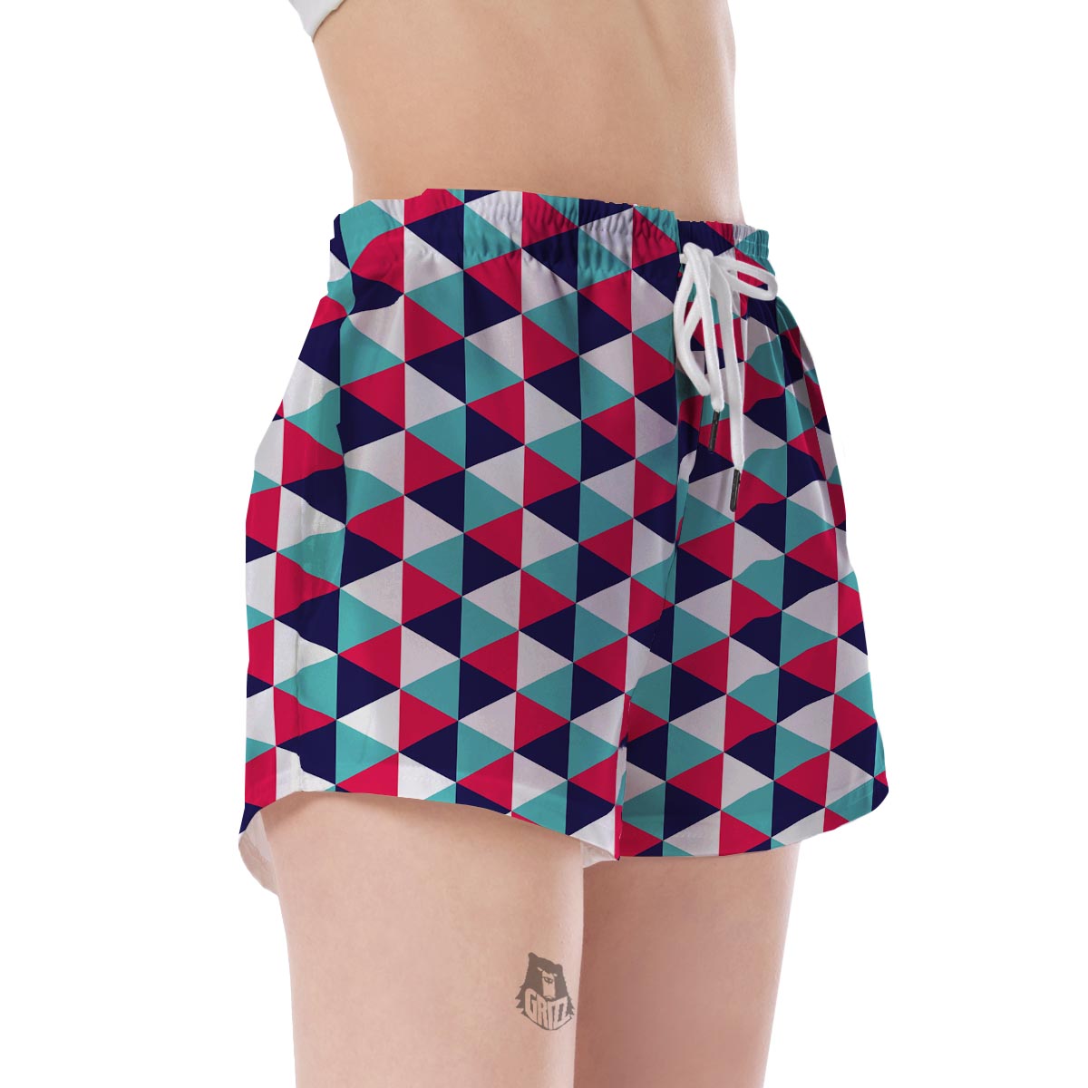 Triangle Pattern Print Women's Shorts-grizzshop