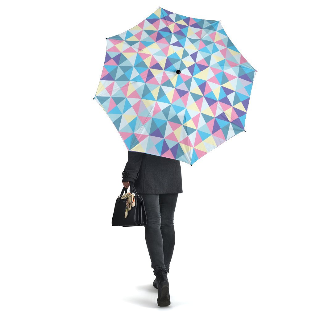 Triangle Print Pattern Automatic Foldable Umbrella-grizzshop