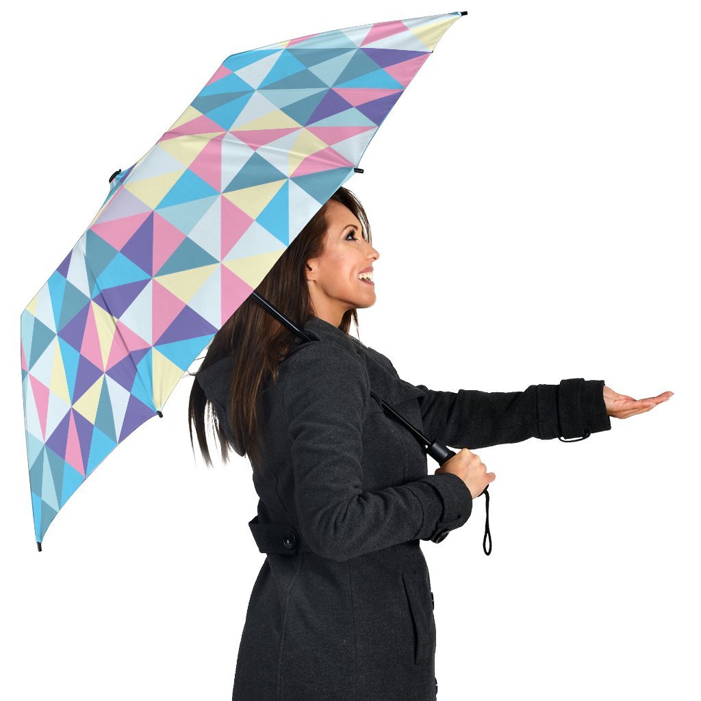 Triangle Print Pattern Automatic Foldable Umbrella-grizzshop