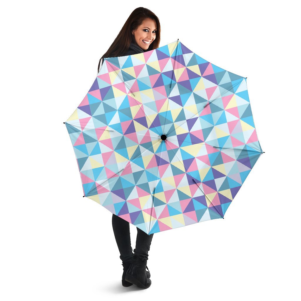 Triangle Print Pattern Automatic Foldable Umbrella-grizzshop