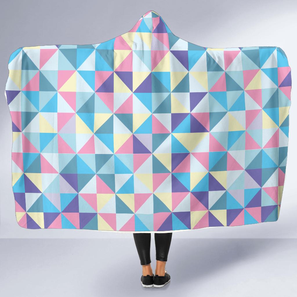 Triangle Print Pattern Hooded Blanket-grizzshop