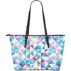 Triangle Print Pattern Leather Tote Bag-grizzshop