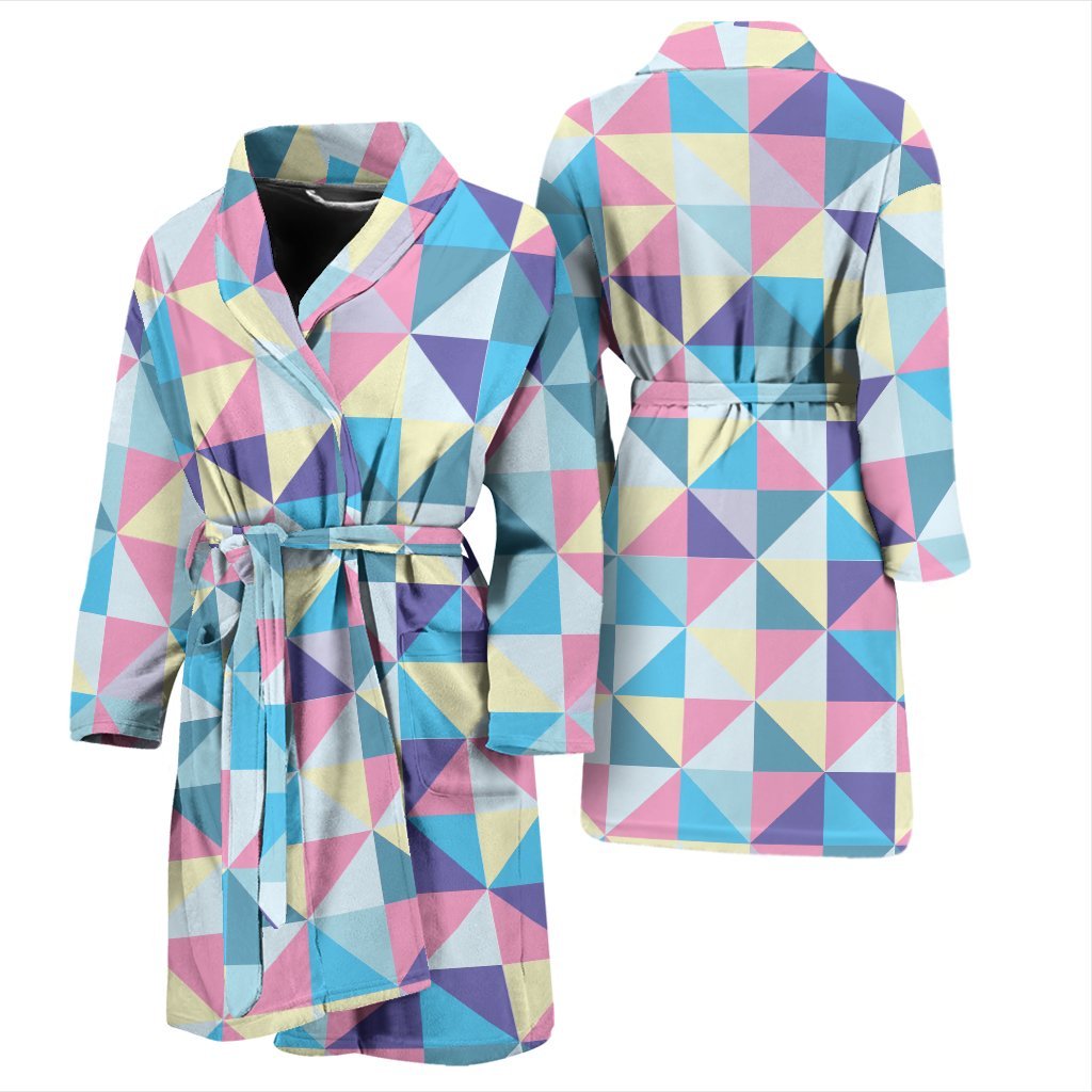 Triangle Print Pattern Men Long Robe-grizzshop