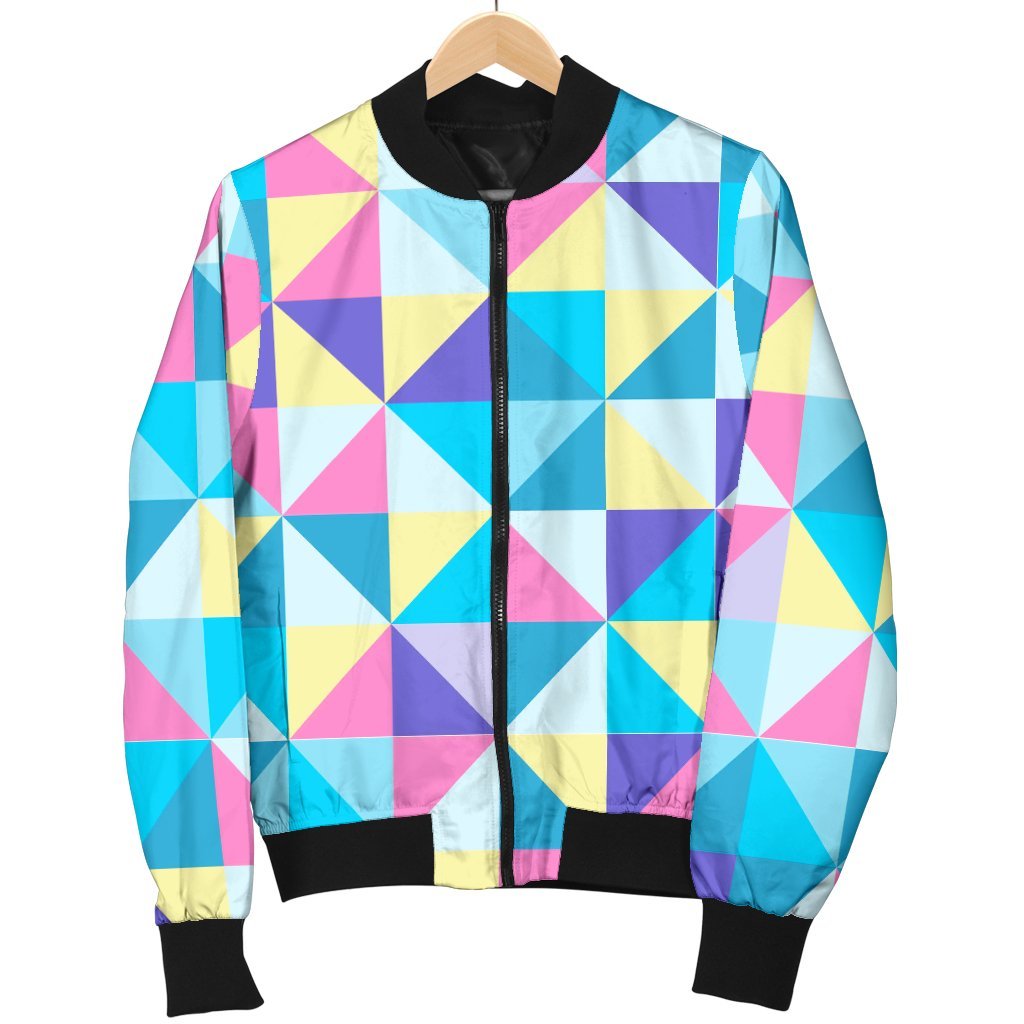 Triangle Print Pattern Men's Bomber Jacket-grizzshop