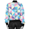 Triangle Print Pattern Women Casual Bomber Jacket-grizzshop