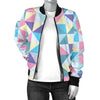 Triangle Print Pattern Women Casual Bomber Jacket-grizzshop