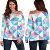 Triangle Print Pattern Women Off Shoulder Sweatshirt-grizzshop