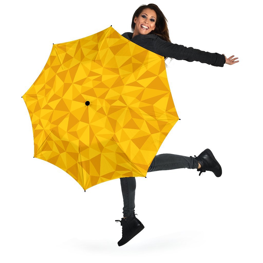 Triangle Yellow Pattern Print Automatic Foldable Umbrella-grizzshop