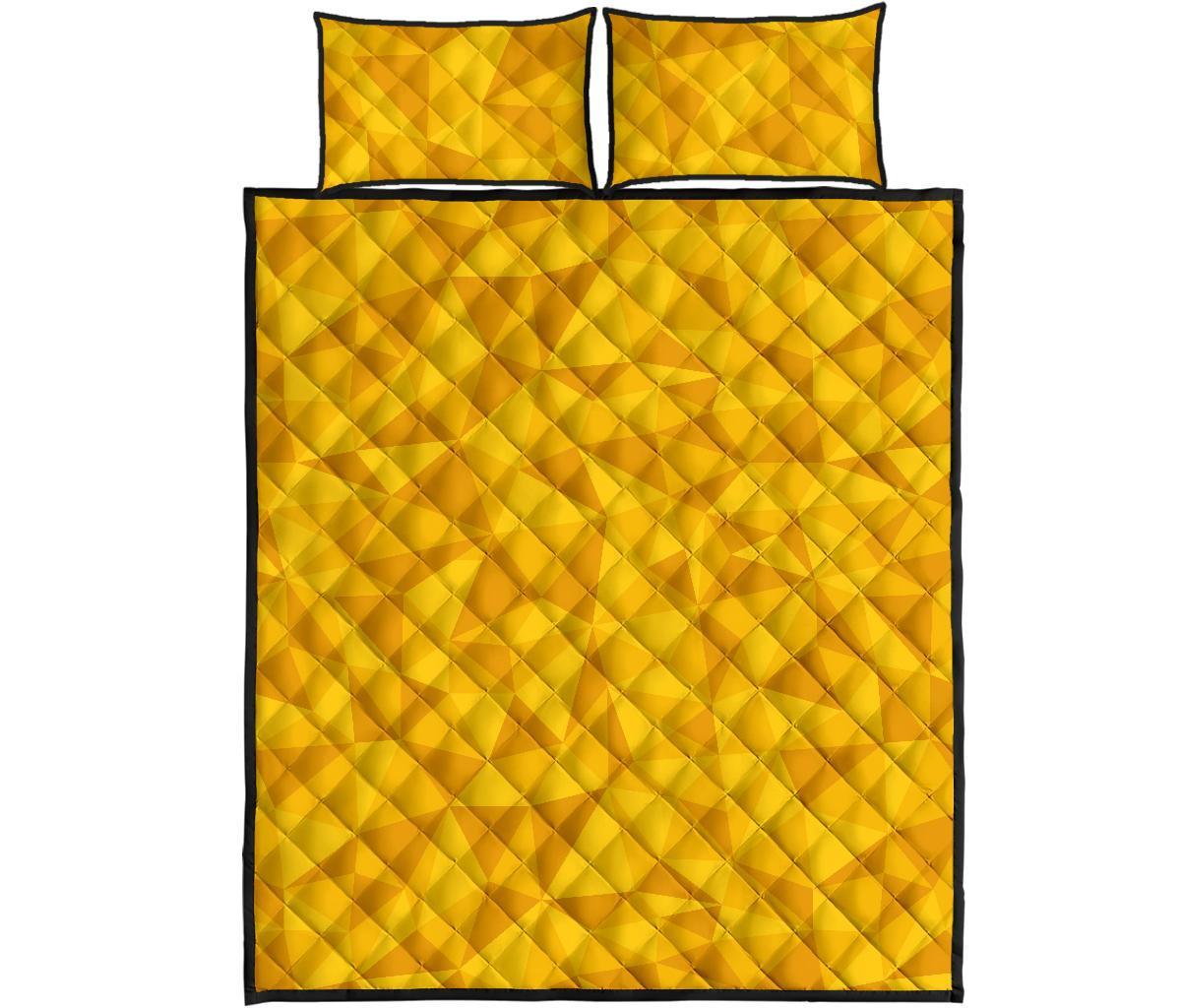 Triangle Yellow Pattern Print Bed Set Quilt-grizzshop