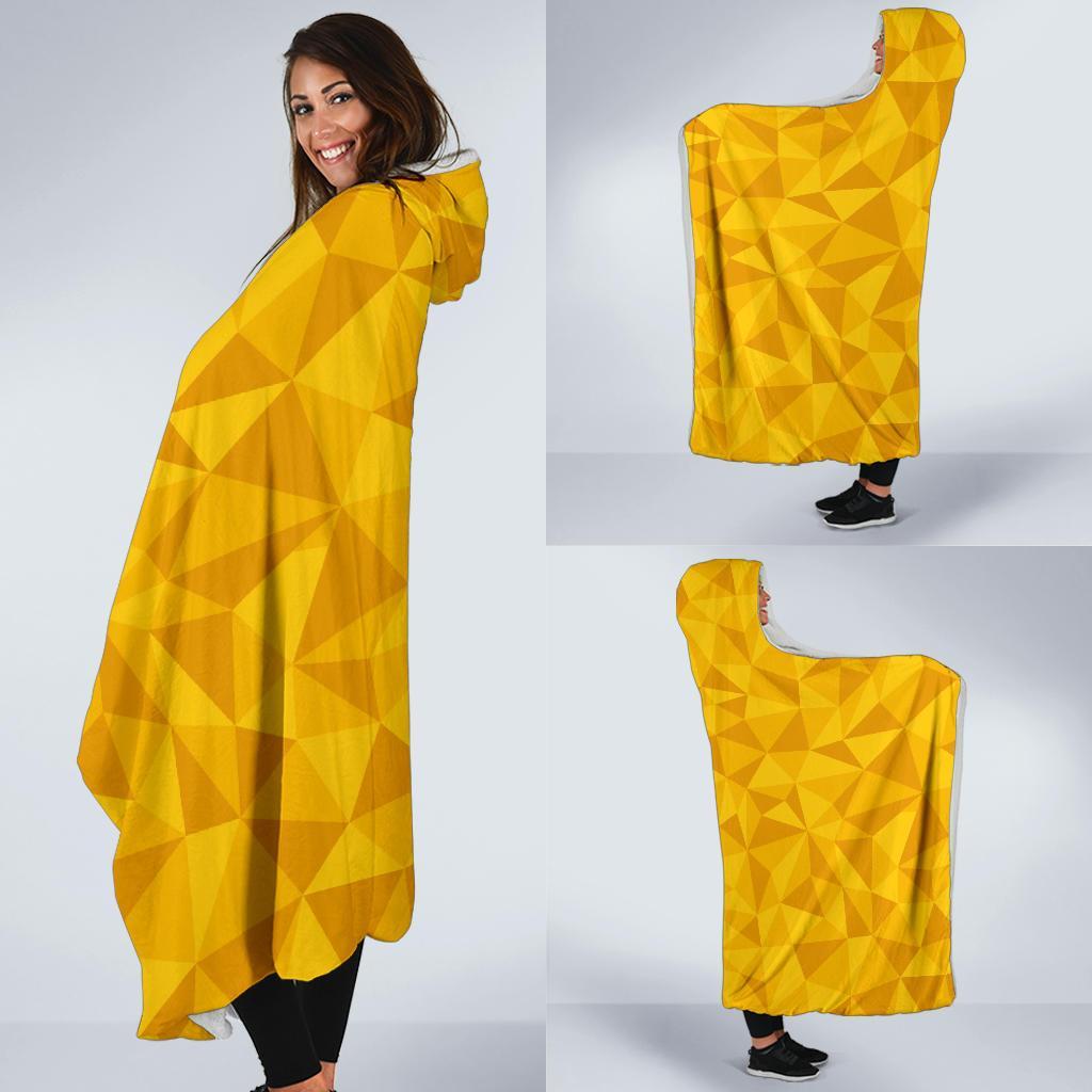 Triangle Yellow Pattern Print Hooded Blanket-grizzshop