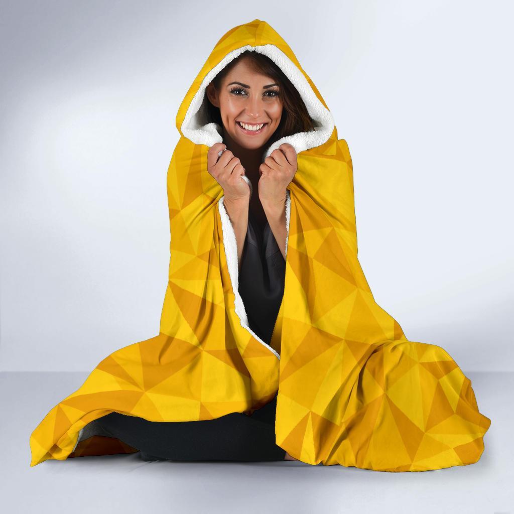 Triangle Yellow Pattern Print Hooded Blanket-grizzshop