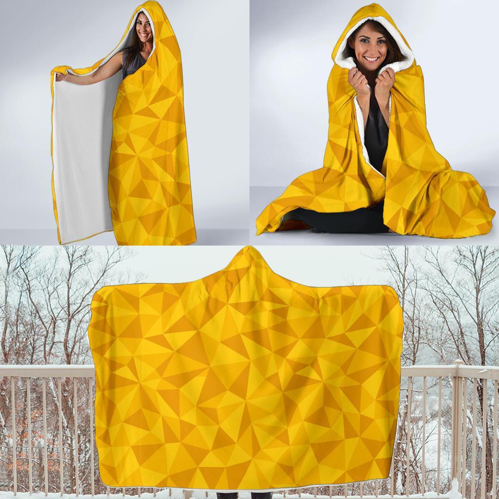 Triangle Yellow Pattern Print Hooded Blanket-grizzshop