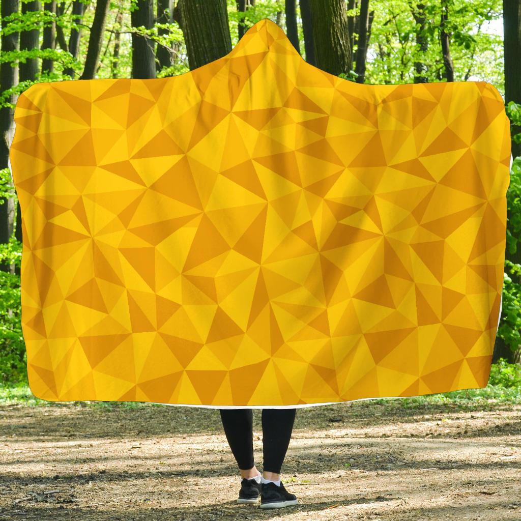 Triangle Yellow Pattern Print Hooded Blanket-grizzshop
