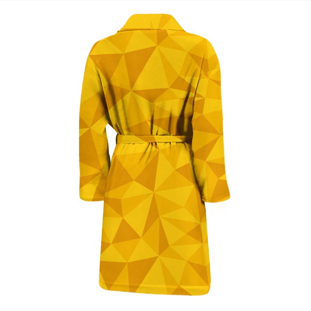 Triangle Yellow Pattern Print Men Long Robe-grizzshop