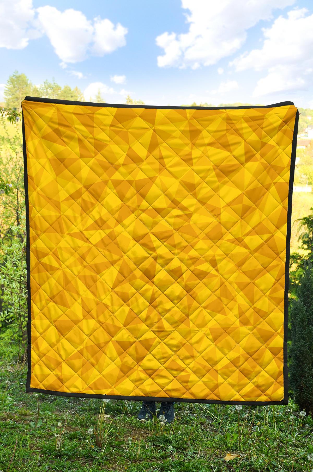 Triangle Yellow Pattern Print Quilt-grizzshop