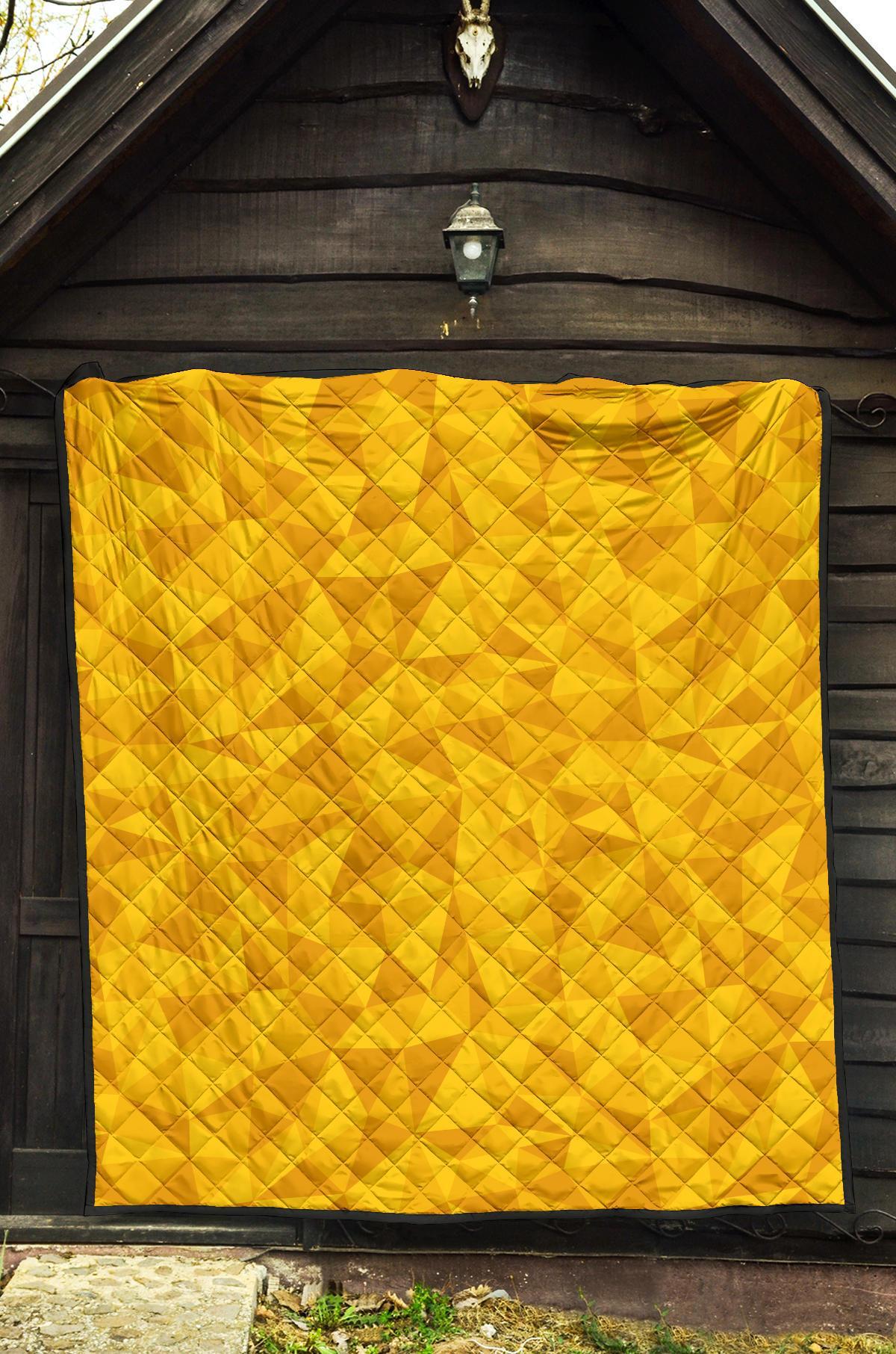 Triangle Yellow Pattern Print Quilt-grizzshop