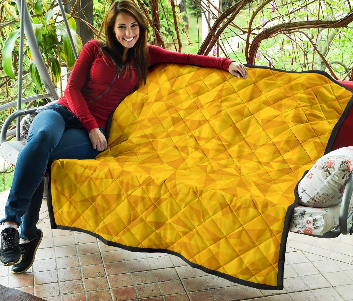 Triangle Yellow Pattern Print Quilt-grizzshop