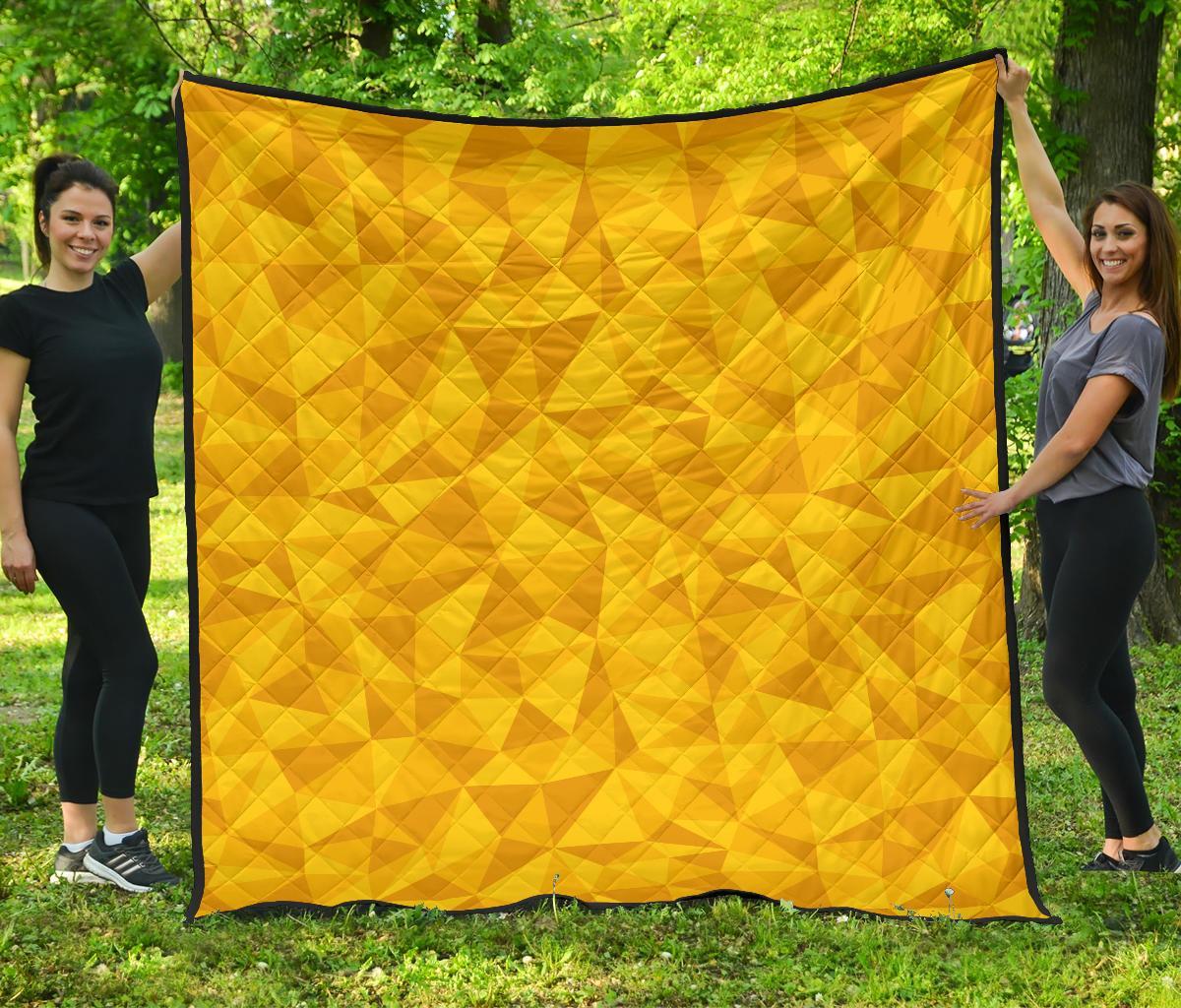 Triangle Yellow Pattern Print Quilt-grizzshop