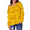 Triangle Yellow Pattern Print Women Off Shoulder Sweatshirt-grizzshop