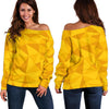 Triangle Yellow Pattern Print Women Off Shoulder Sweatshirt-grizzshop