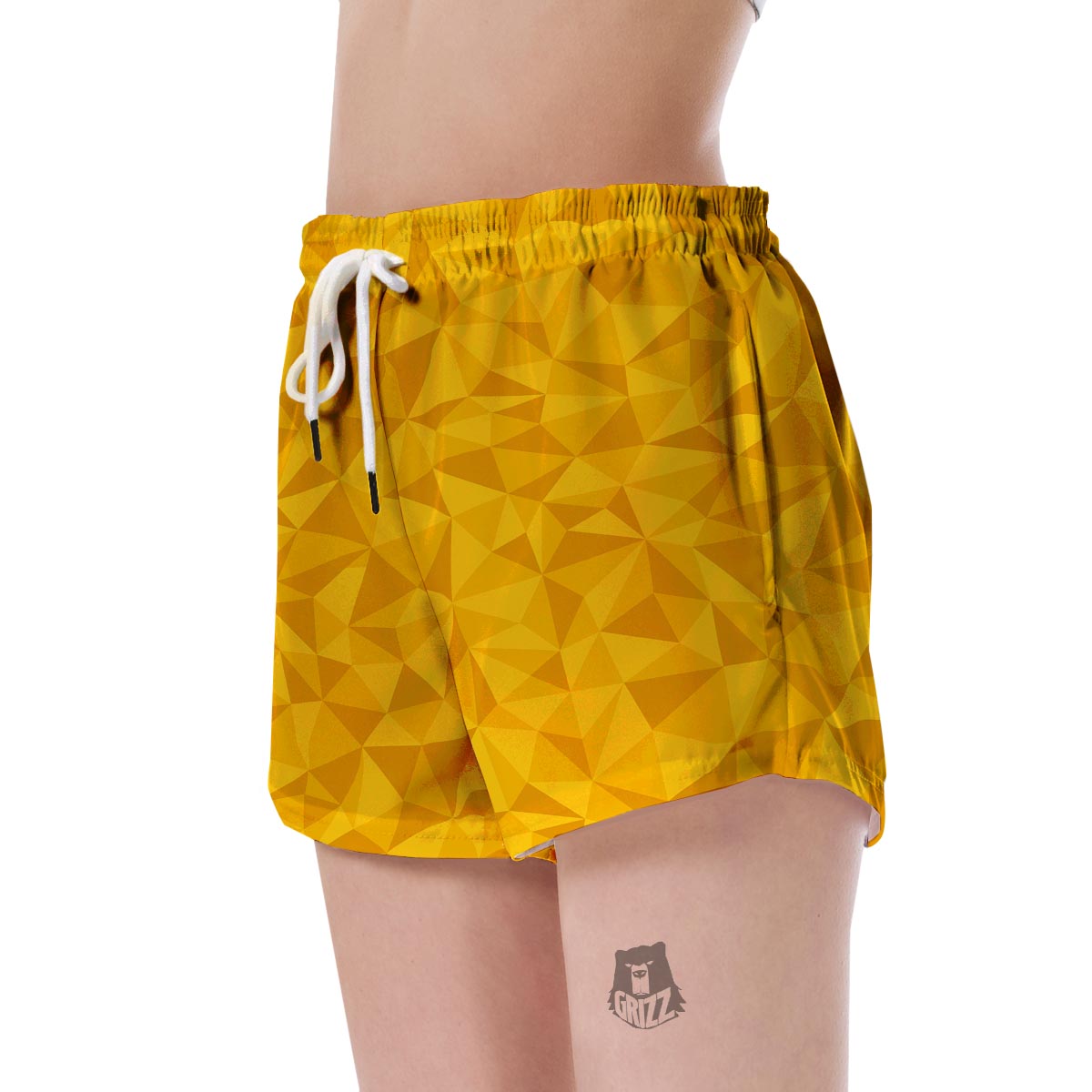 Triangle Yellow Pattern Print Women's Shorts-grizzshop