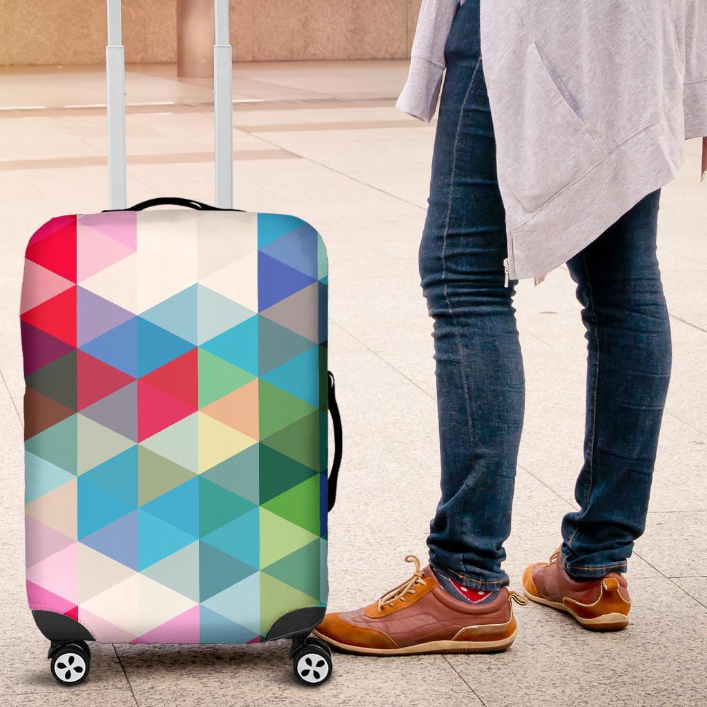 Triangle Colorful Pattern Print Luggage Cover Protector-grizzshop