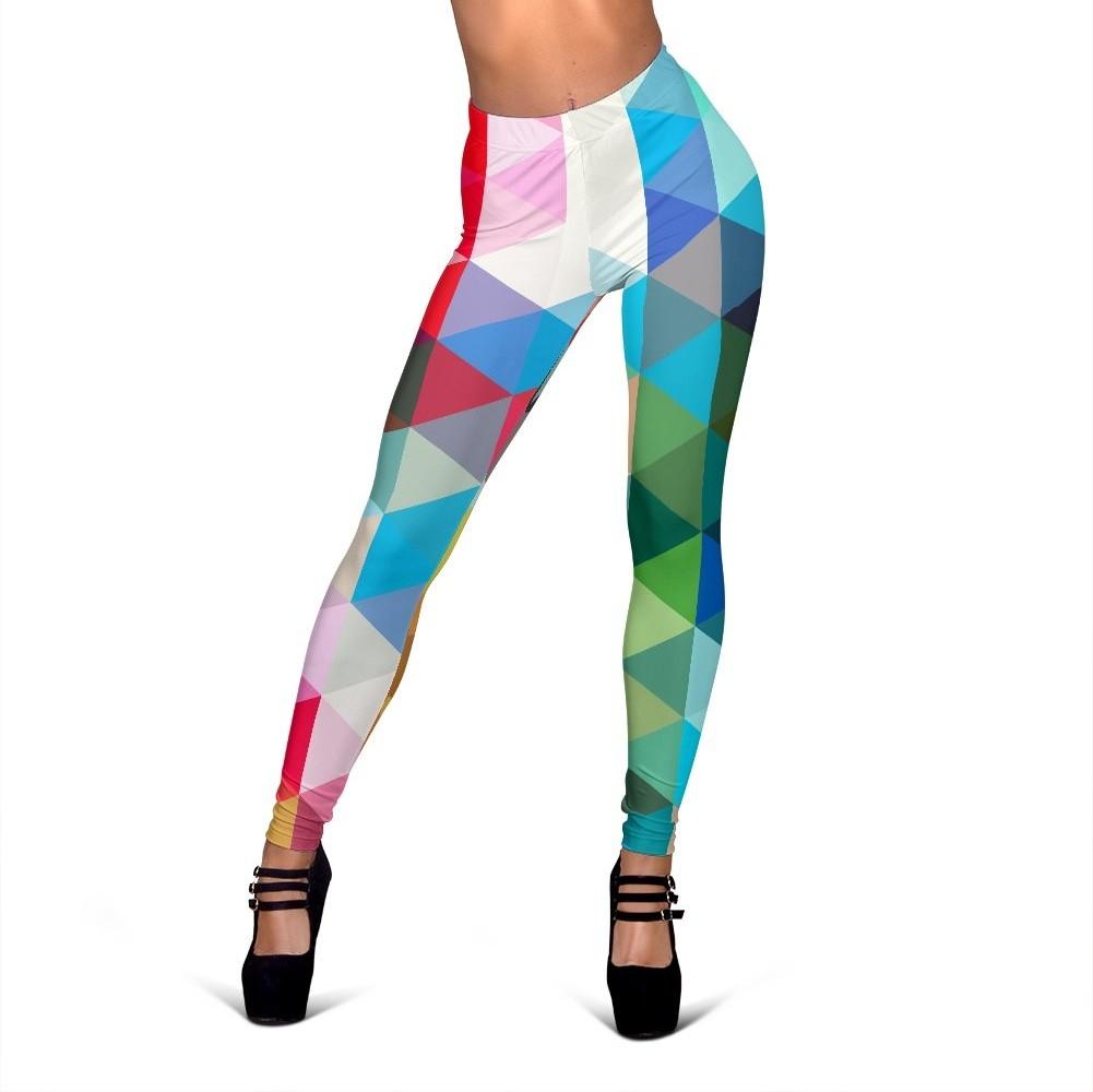 Triangle Colorful Pattern Print Women Leggings-grizzshop