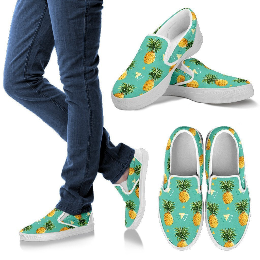 Triangle Pineapple Print Women Canvas Slip On Shoes-grizzshop