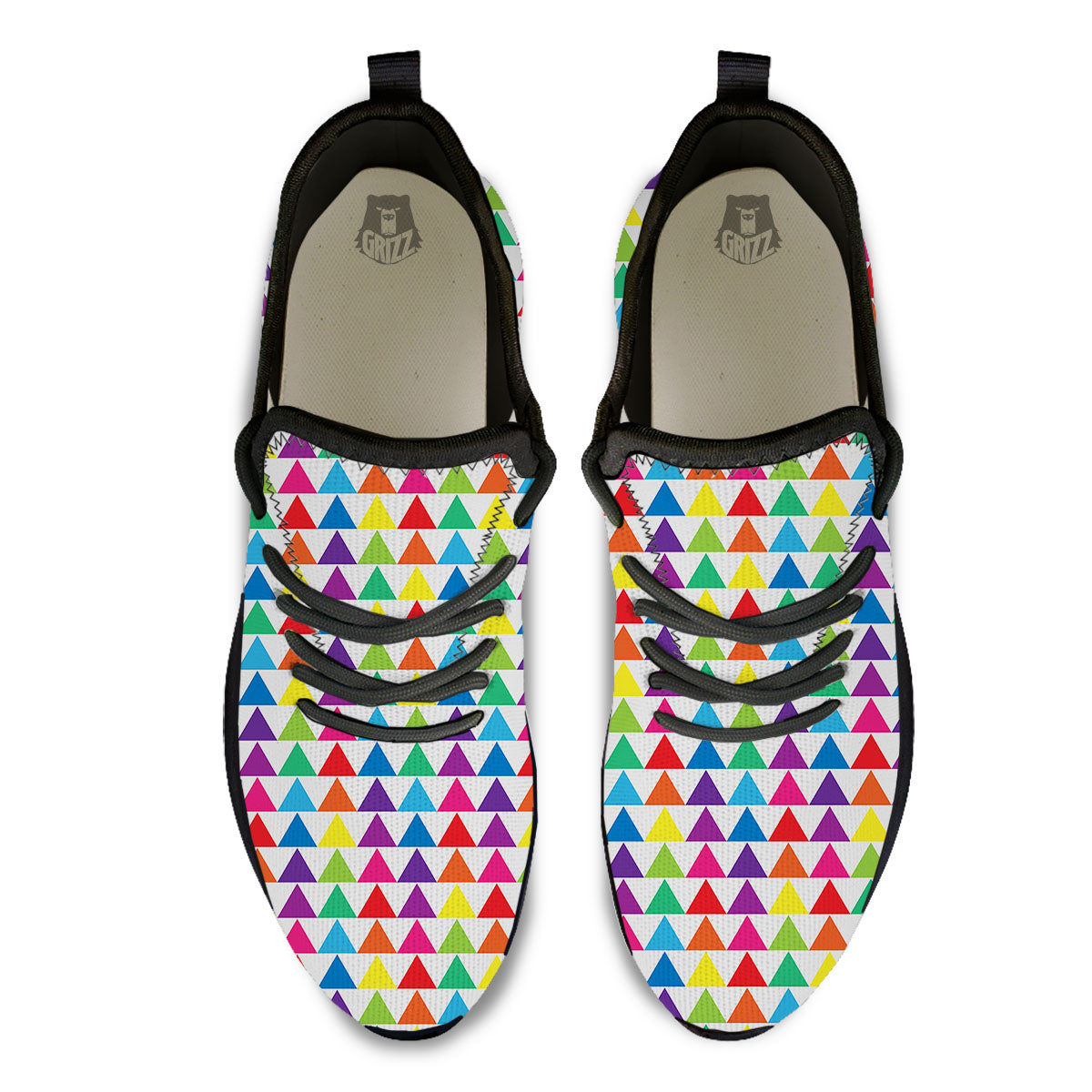 Triangles Rainbow Print Pattern Black Athletic Shoes-grizzshop