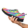 Triangles Rainbow Print Pattern Black Sneaker-grizzshop