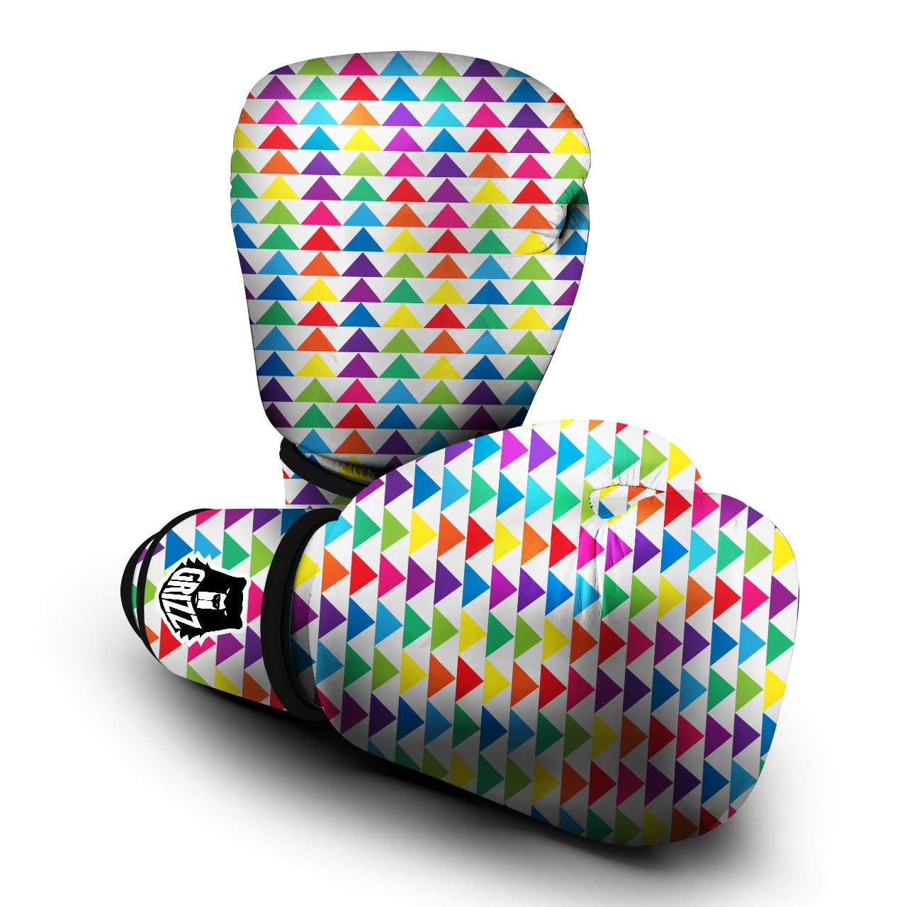 Triangles Rainbow Print Pattern Boxing Gloves-grizzshop