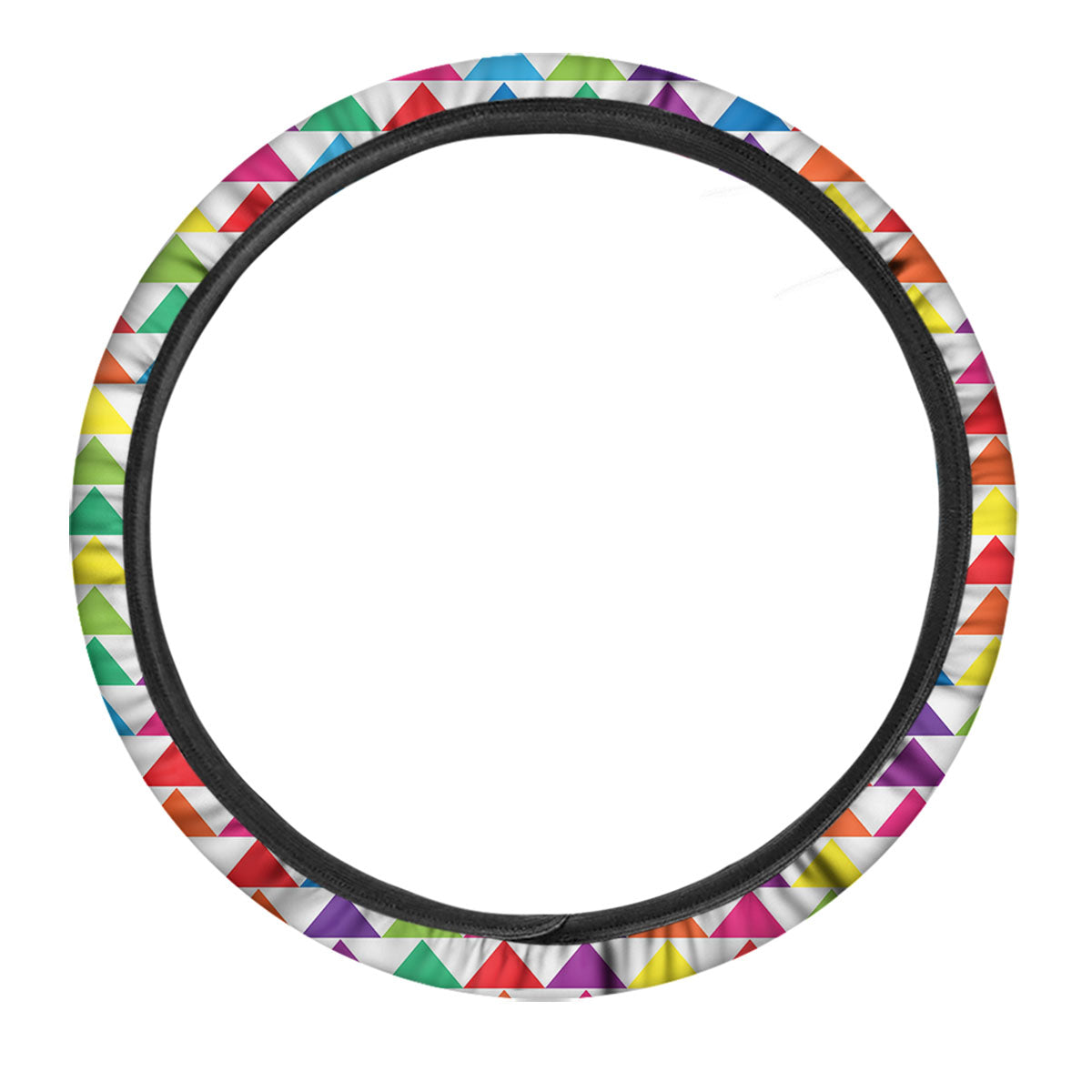 Triangles Rainbow Print Pattern Car Steering Wheel Cover-grizzshop