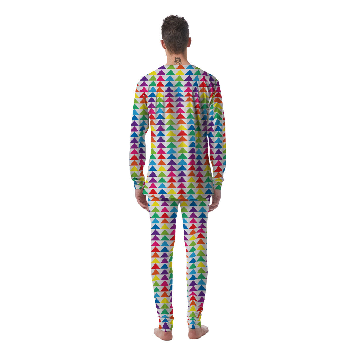 Triangles Rainbow Print Pattern Men's Pajamas-grizzshop