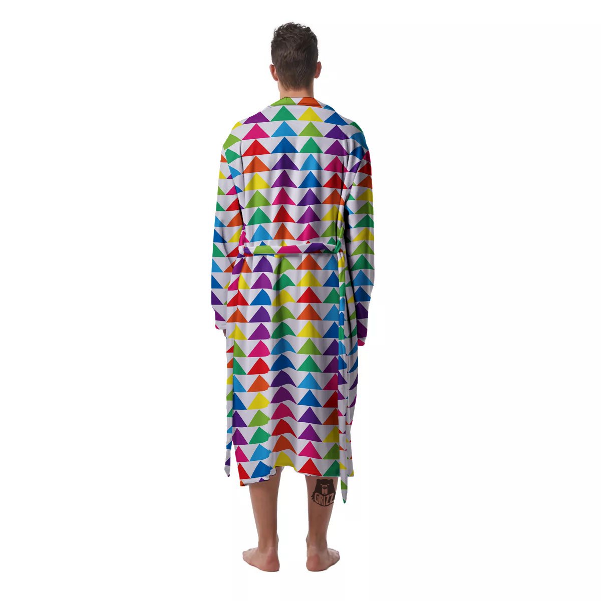Triangles Rainbow Print Pattern Men's Robe-grizzshop